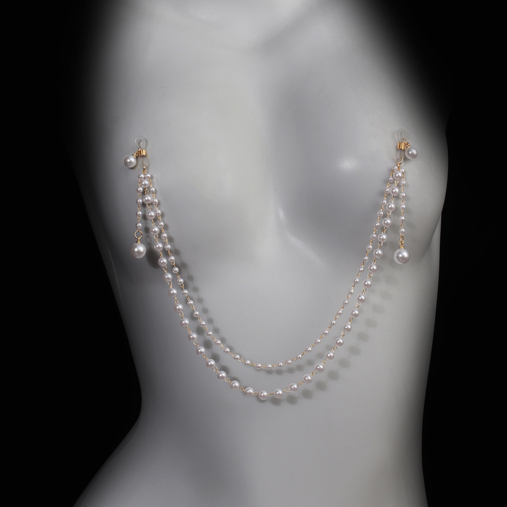 Body Jewelry Retainers - Imitation Pearl Tassel Chest Chain Bra
