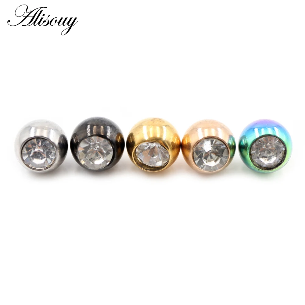 2 Pieces 14G/16G Zircon Stainl - Body Jewelry Replacement Ball ulasan dan harga