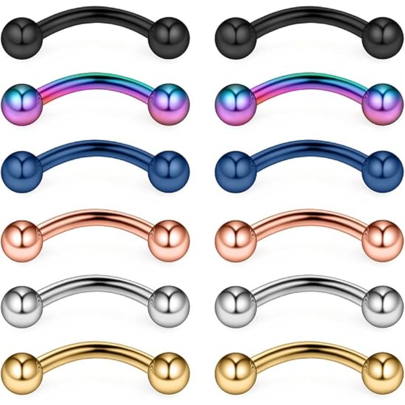 12PCS 16G Surgical Steel Eyebr - Body Jewelry Surgical Steel ulasan dan harga