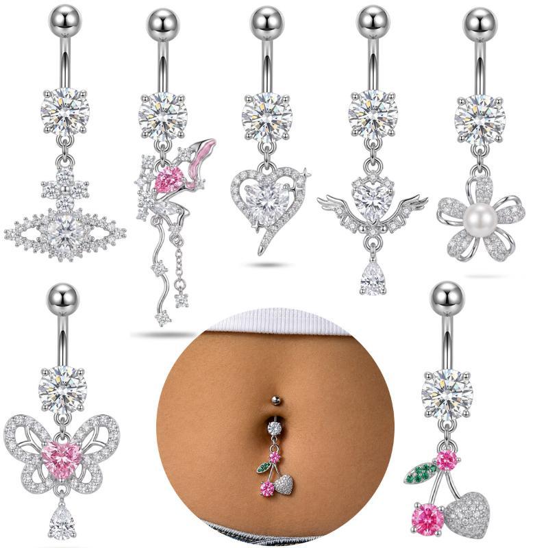 1Pcs Dangle Belly Button Rings - Body Jewelry Surgical Steel ulasan dan harga