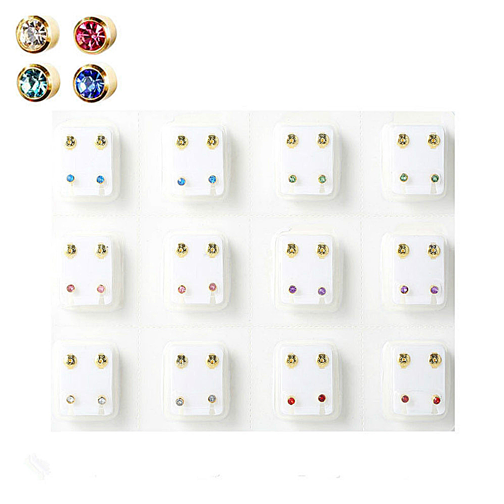 12 Pairs Crystal Medical Earri - Body Jewelry Surgical Steel ulasan dan harga