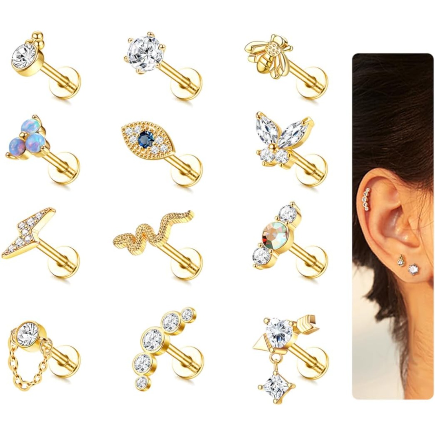 Bobisty 1Pc Cartilage Earrings - Body Jewelry Surgical Steel ulasan dan harga