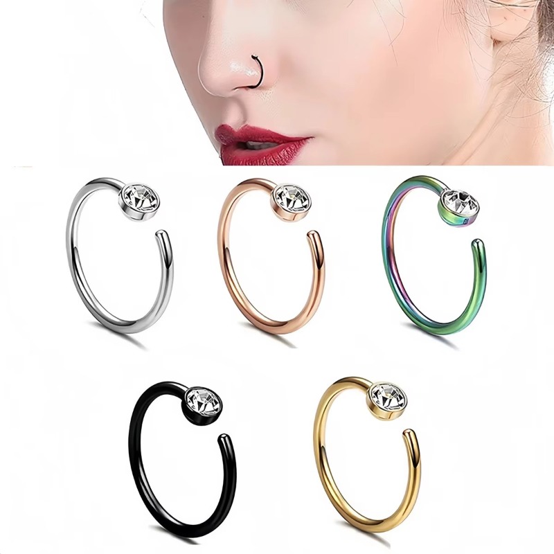 5pcs 18G Nose Rings C-Shaped N - Body Jewelry Surgical Steel ulasan dan harga