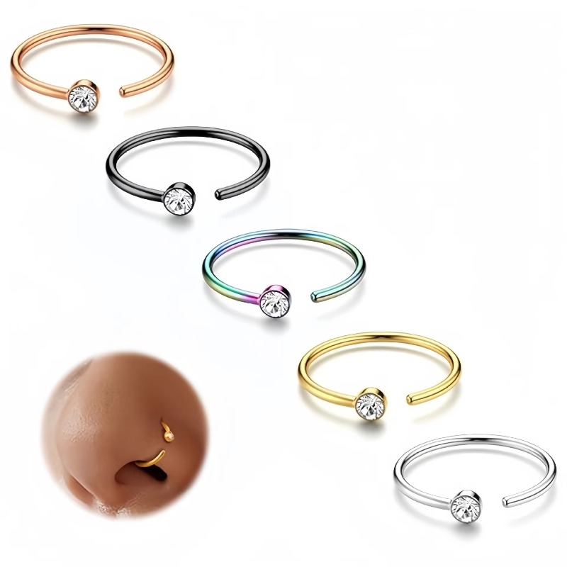 5pcs 18G Nose Rings C-Shaped N - Body Jewelry Surgical Steel ulasan dan harga