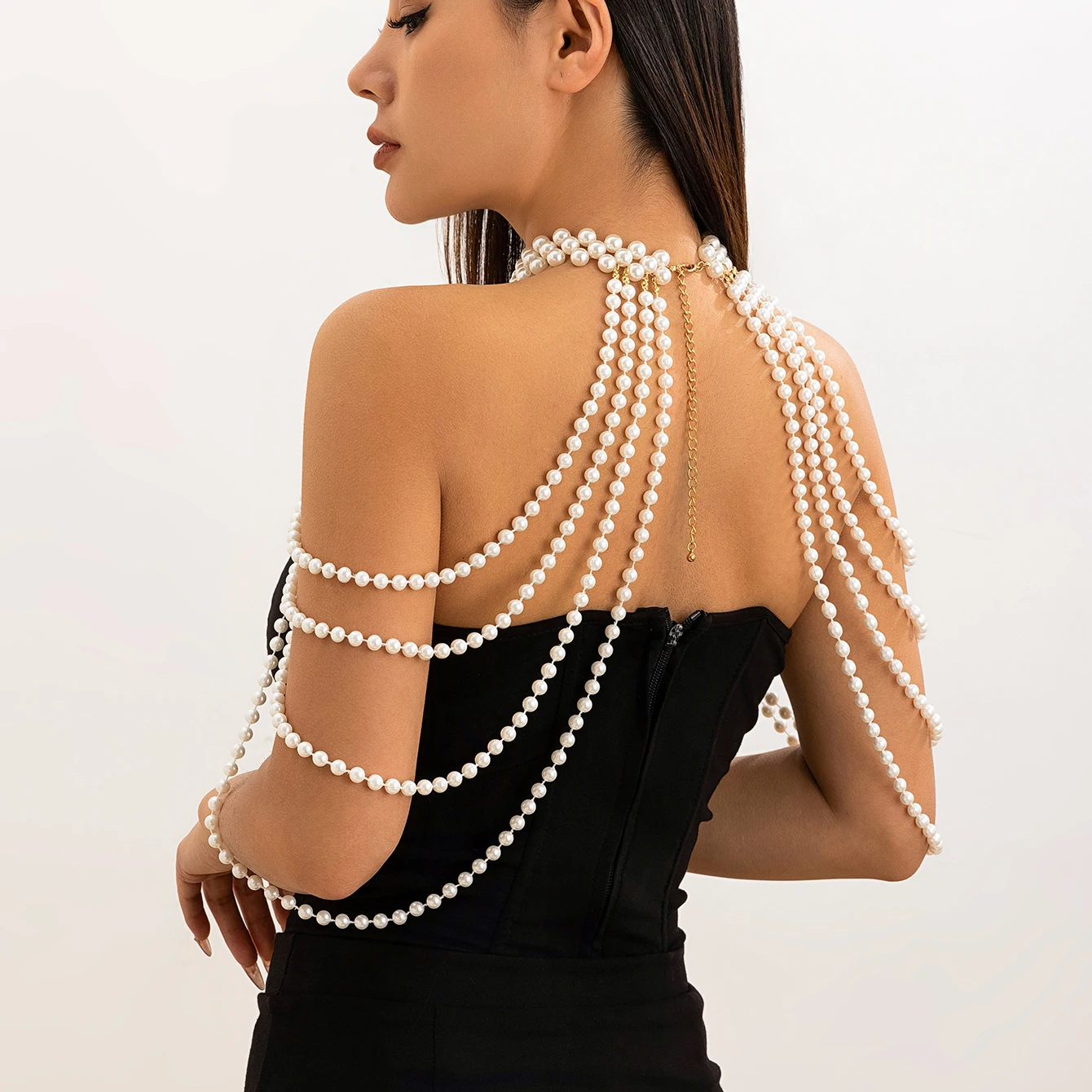 Bridal Tassel Imitation Pearl  - Body Jewelry Necklace ulasan dan harga