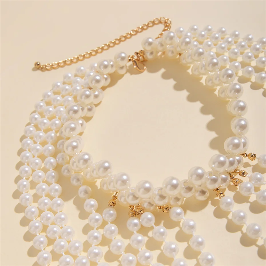 Bridal Tassel Imitation Pearl  - Body Jewelry Necklace ulasan dan harga