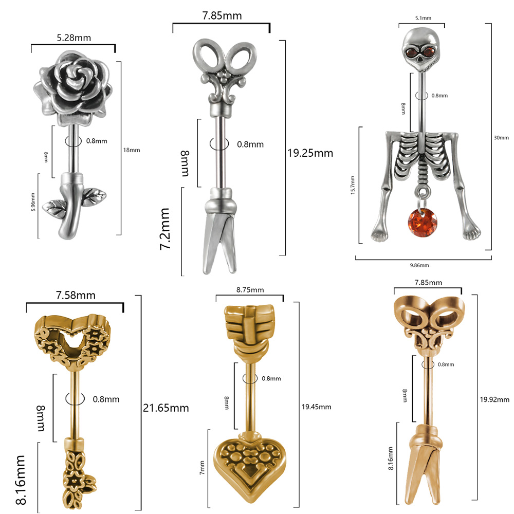1PC Vintage Surgical Steel Ske - Body Jewelry Surgical Steel ulasan dan harga