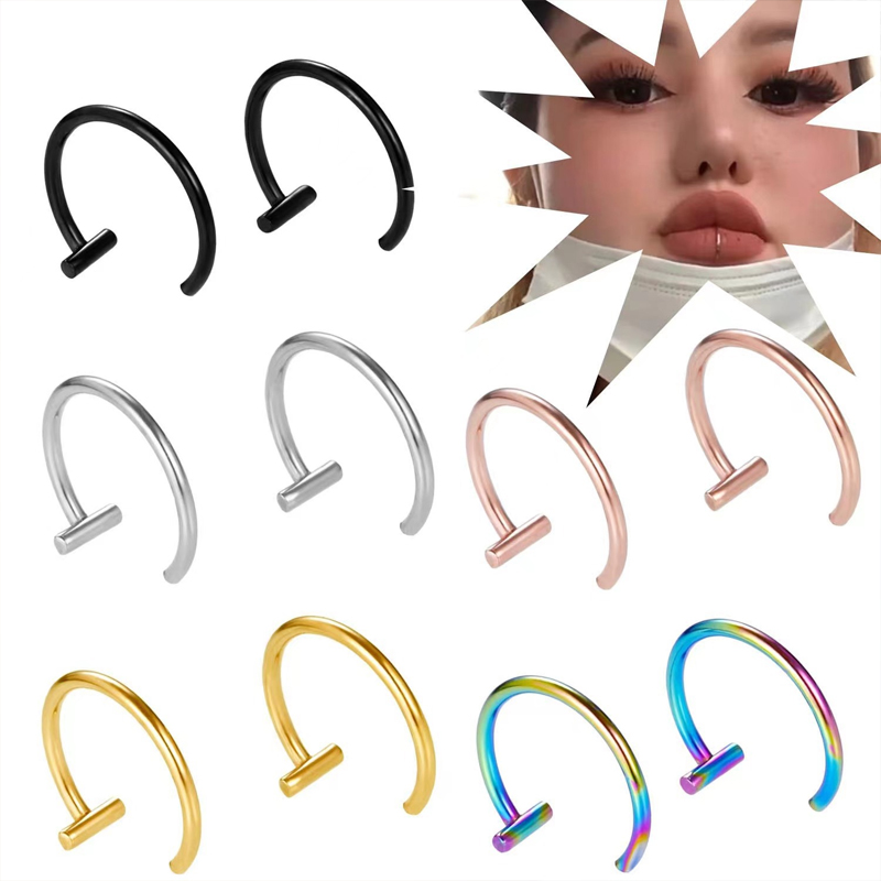 18G Surgical Steel Lip Ring Ha - Body Jewelry Surgical Steel ulasan dan harga
