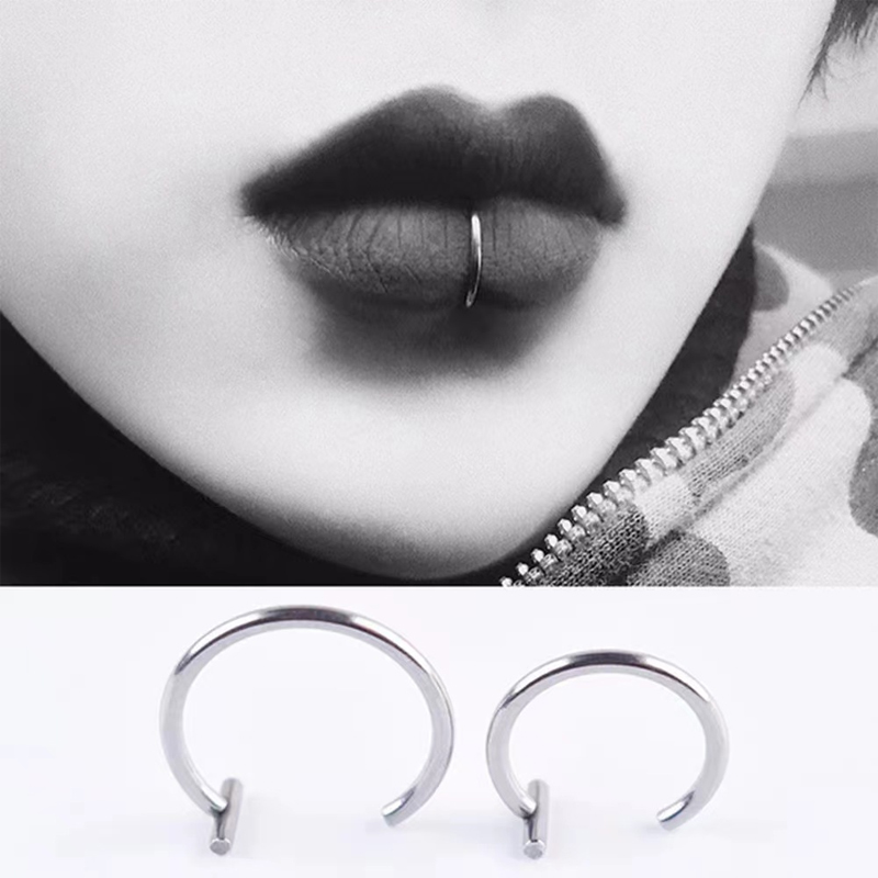 18G Surgical Steel Lip Ring Ha - Body Jewelry Surgical Steel ulasan dan harga