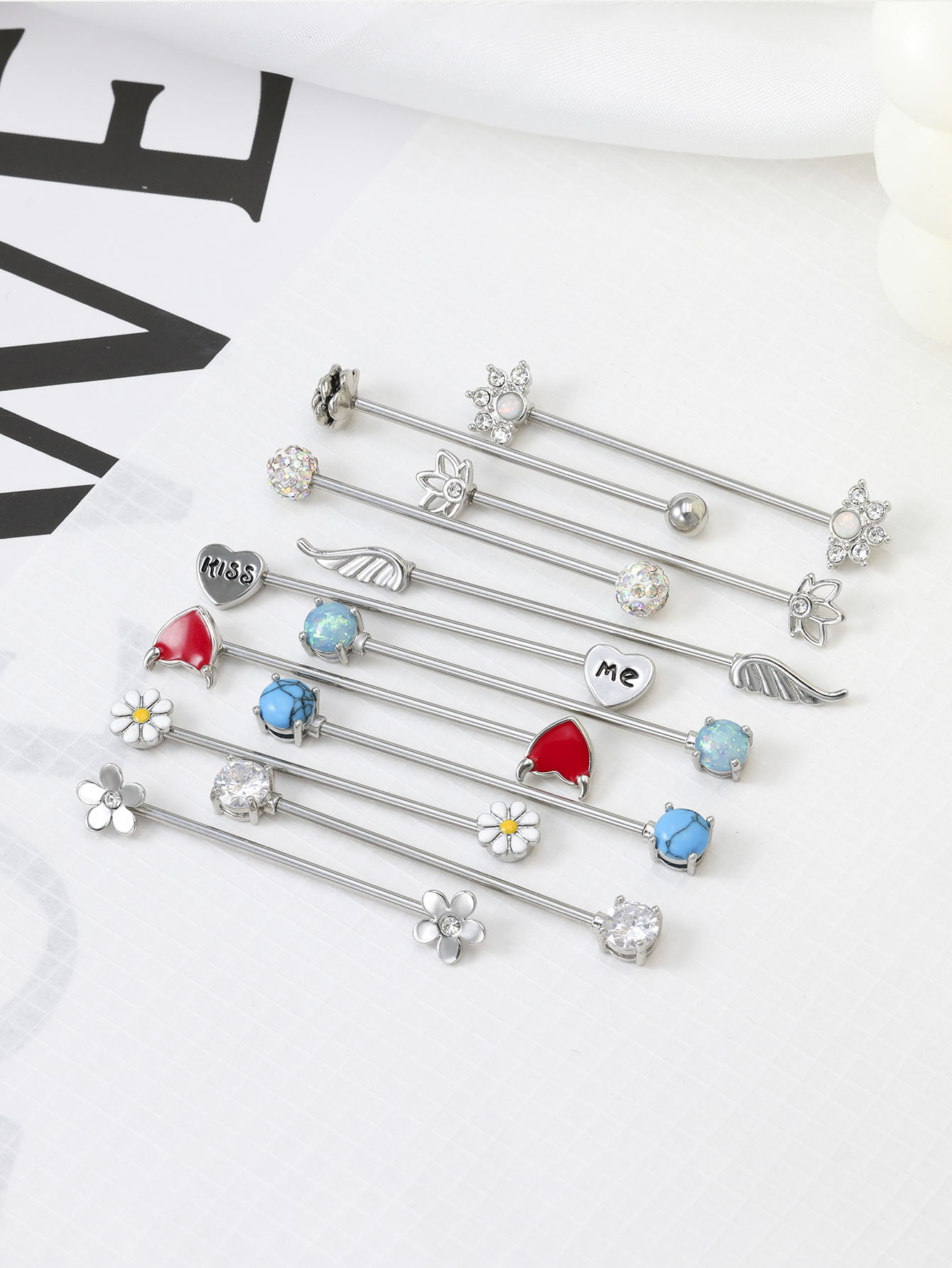 16G Arrows Hearts Industrial B - Body Jewelry Surgical Steel ulasan dan harga