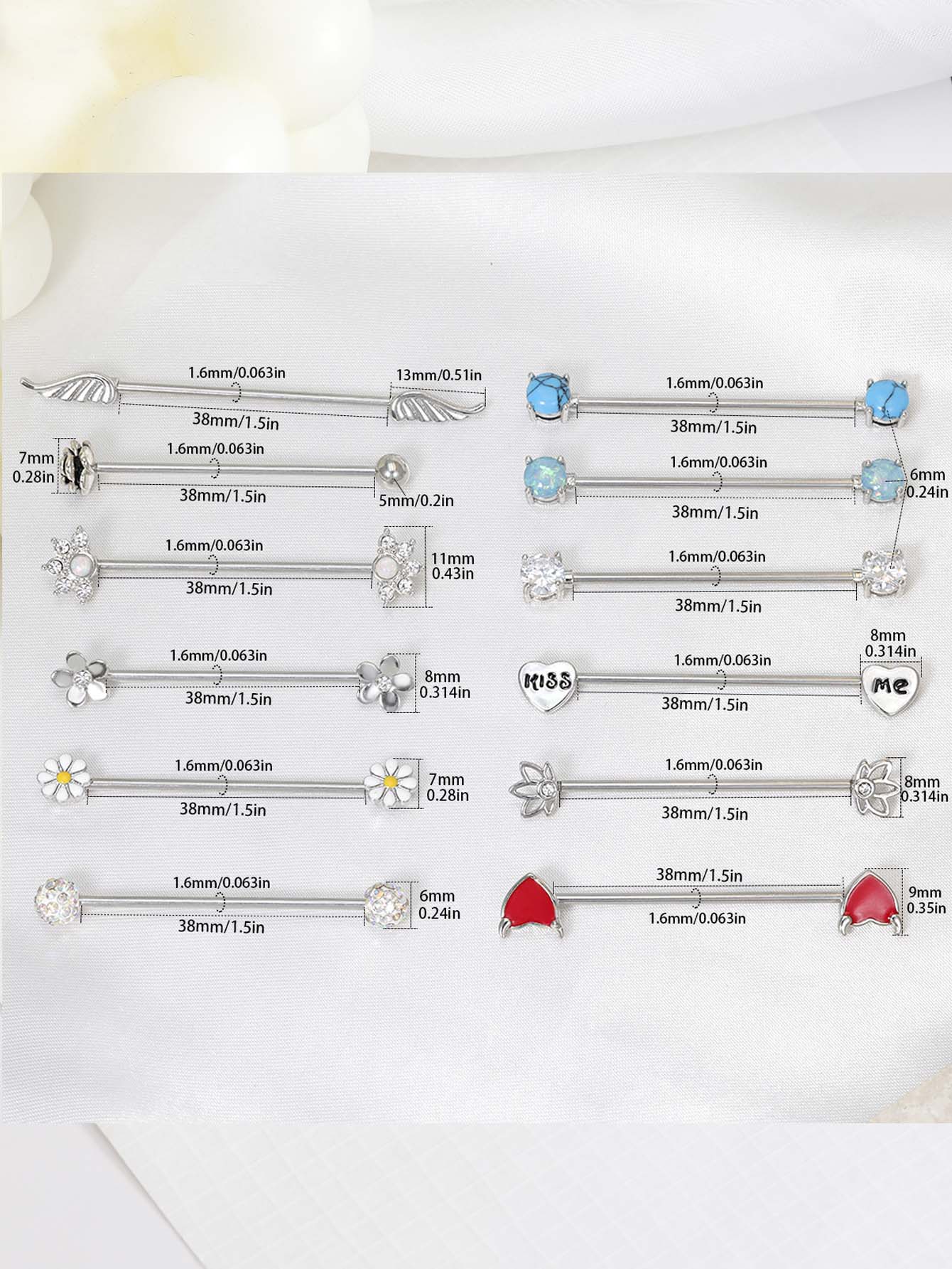 16G Arrows Hearts Industrial B - Body Jewelry Surgical Steel ulasan dan harga