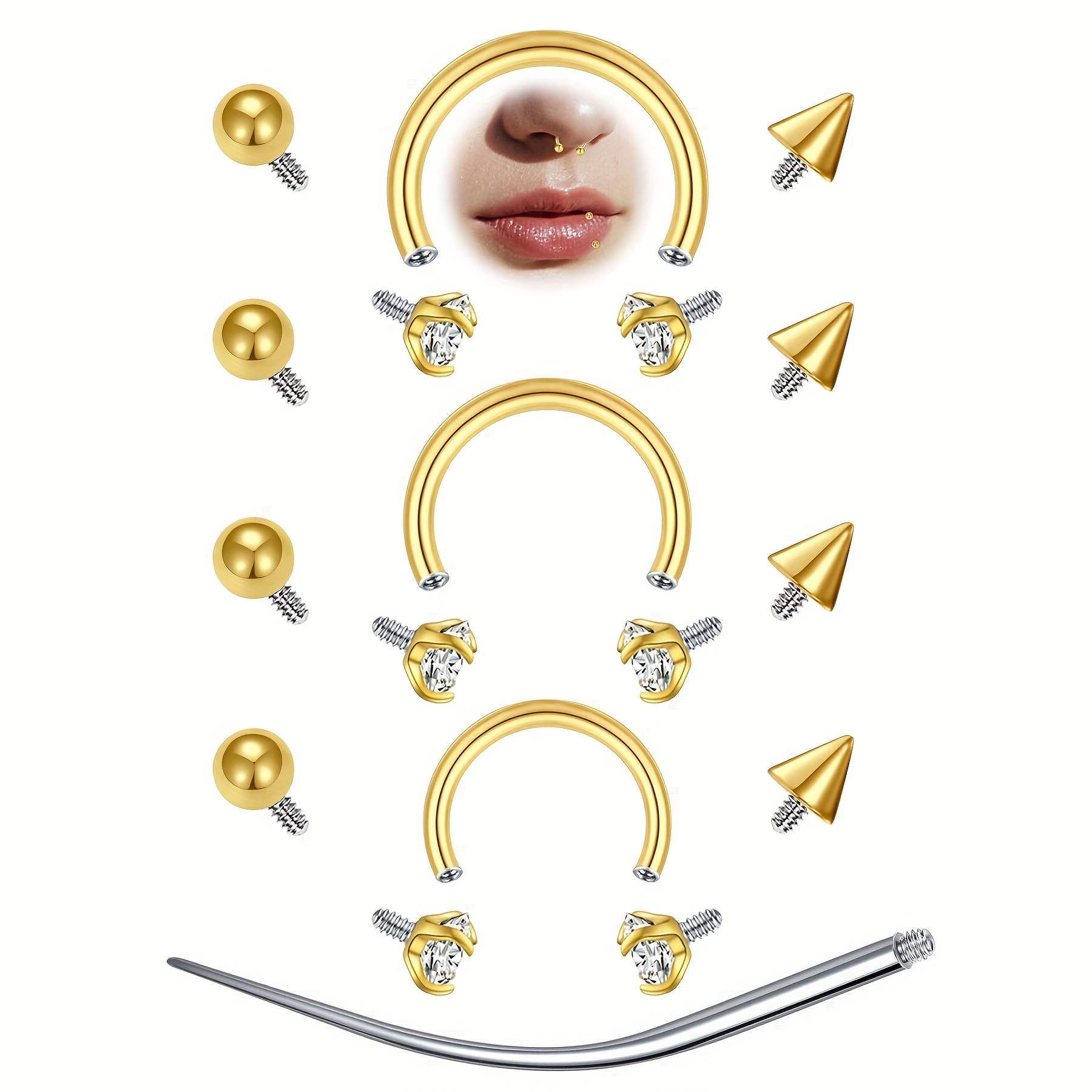 12pcs 16G Horseshoe Septum Rin - Body Jewelry Replacement Ball ulasan dan harga