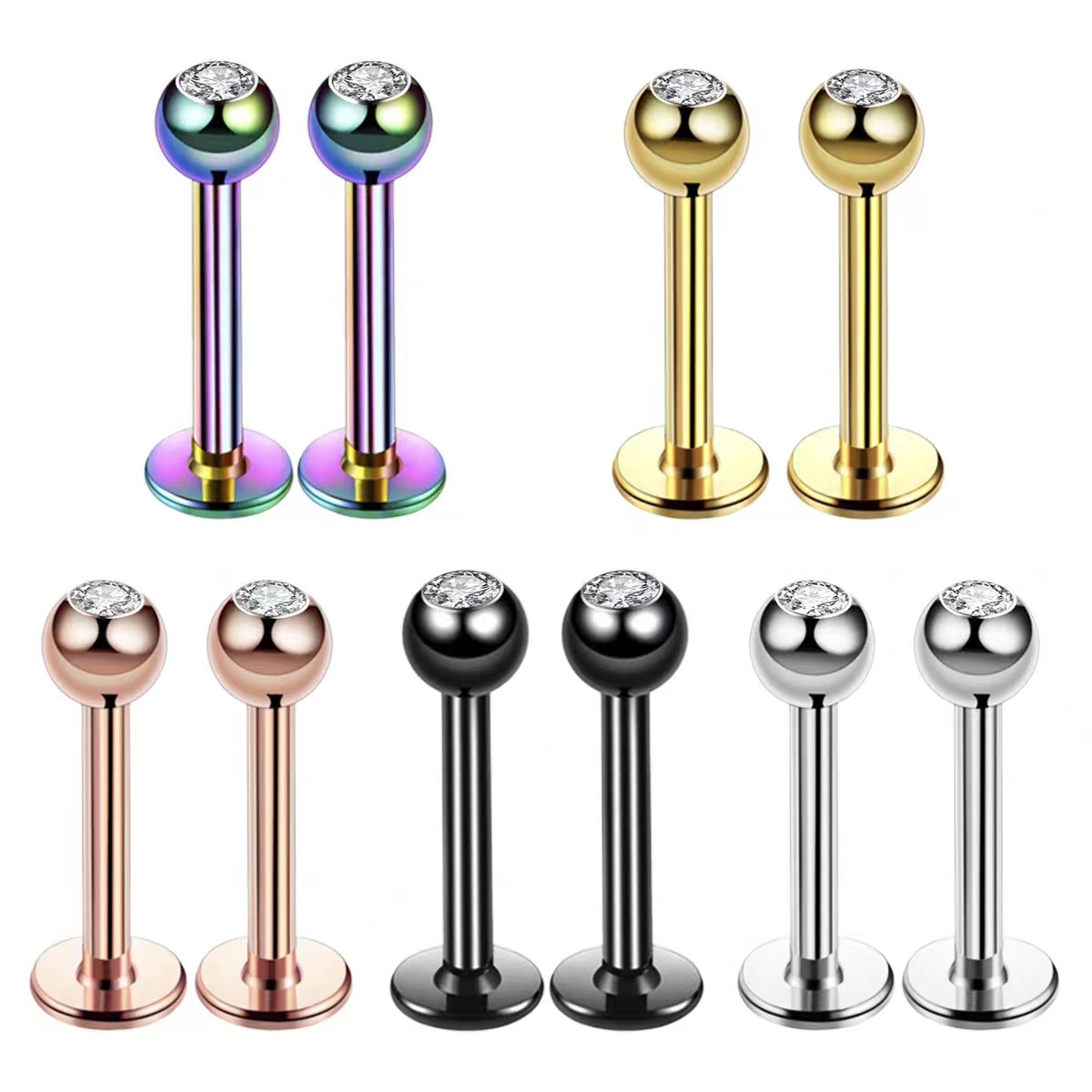 16G Surgical Steel Ball Top CZ - Body Jewelry Surgical Steel ulasan dan harga