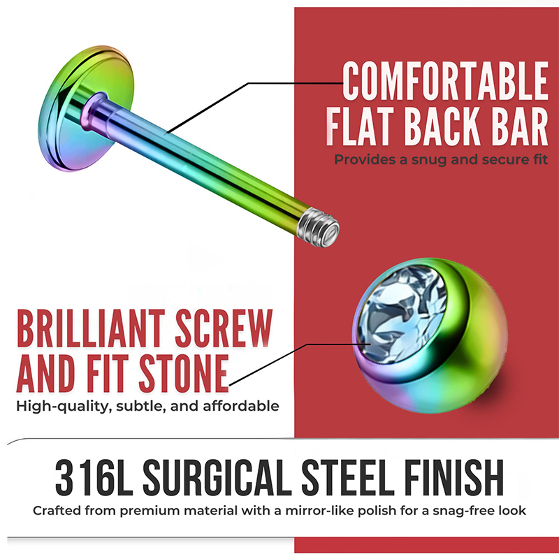 16G Surgical Steel Ball Top CZ - Body Jewelry Surgical Steel ulasan dan harga