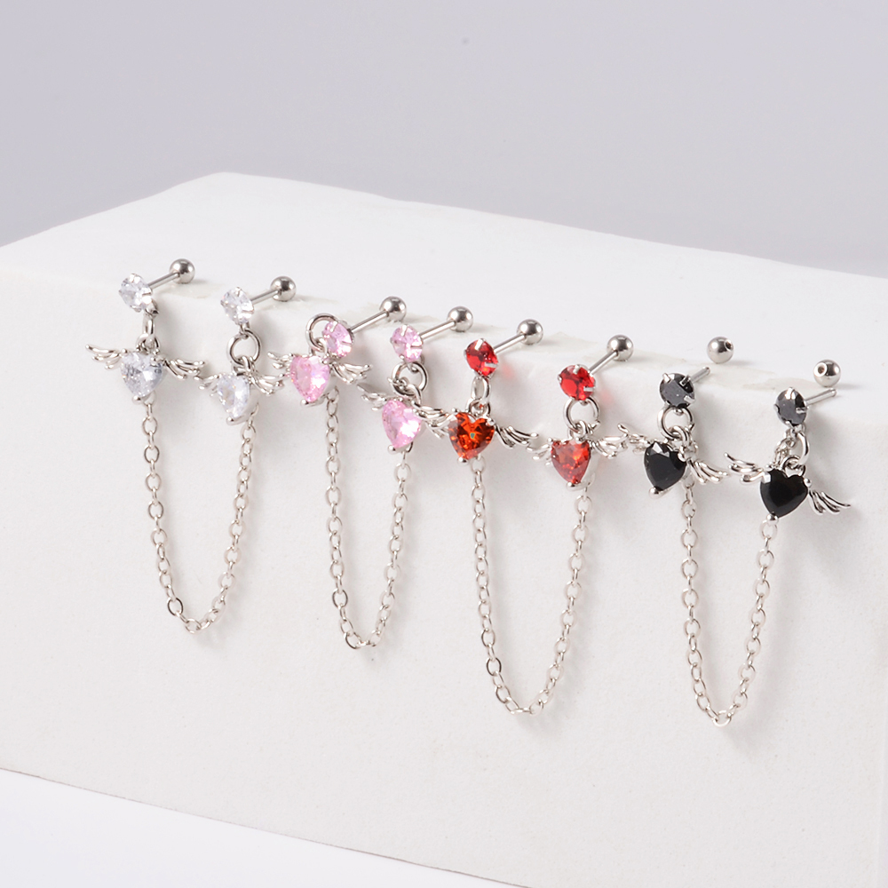 1PC Surgical Steel CZ Gem Ear  - Body Jewelry Surgical Steel ulasan dan harga