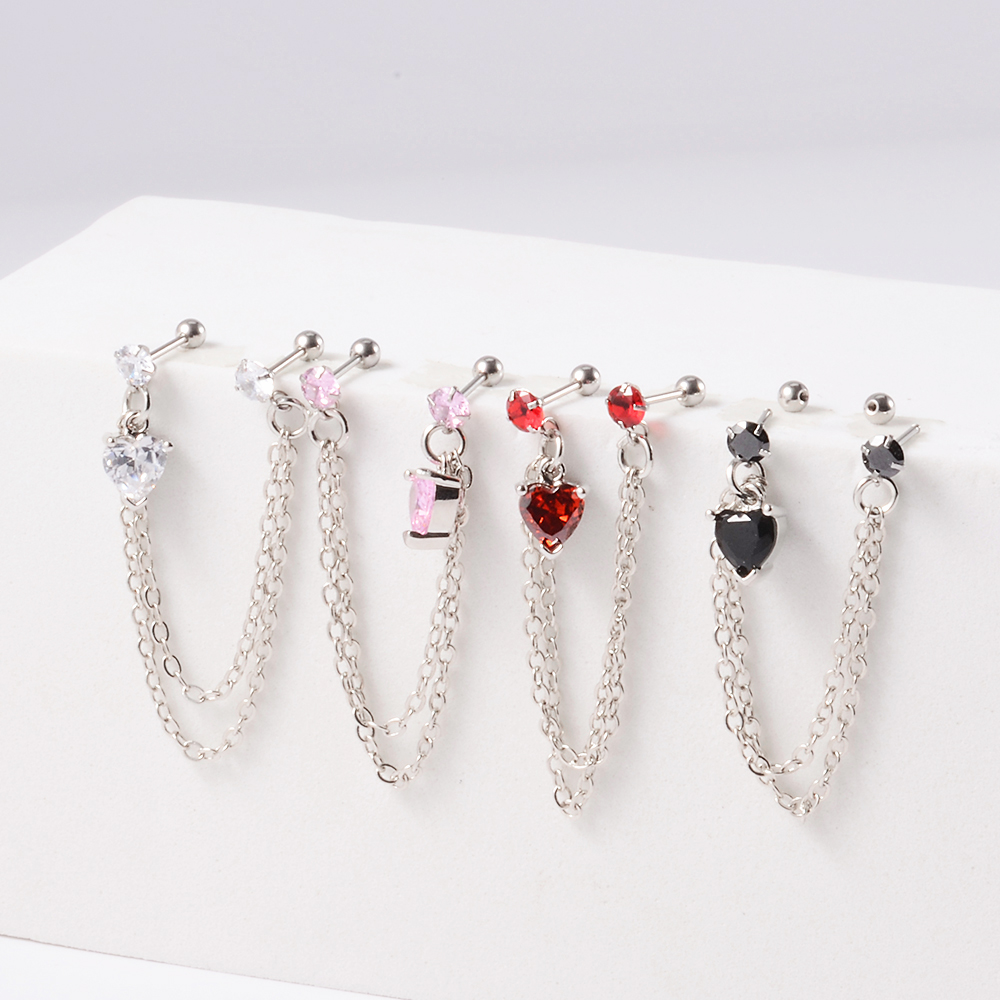 1PC Surgical Steel CZ Gem Ear  - Body Jewelry Surgical Steel ulasan dan harga