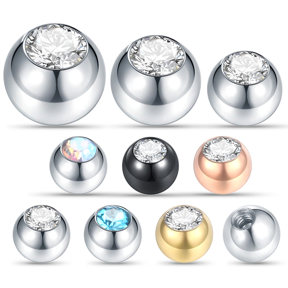 10Pcs Steel Piercing Balls CZ  - Body Jewelry Replacement Ball ulasan dan harga