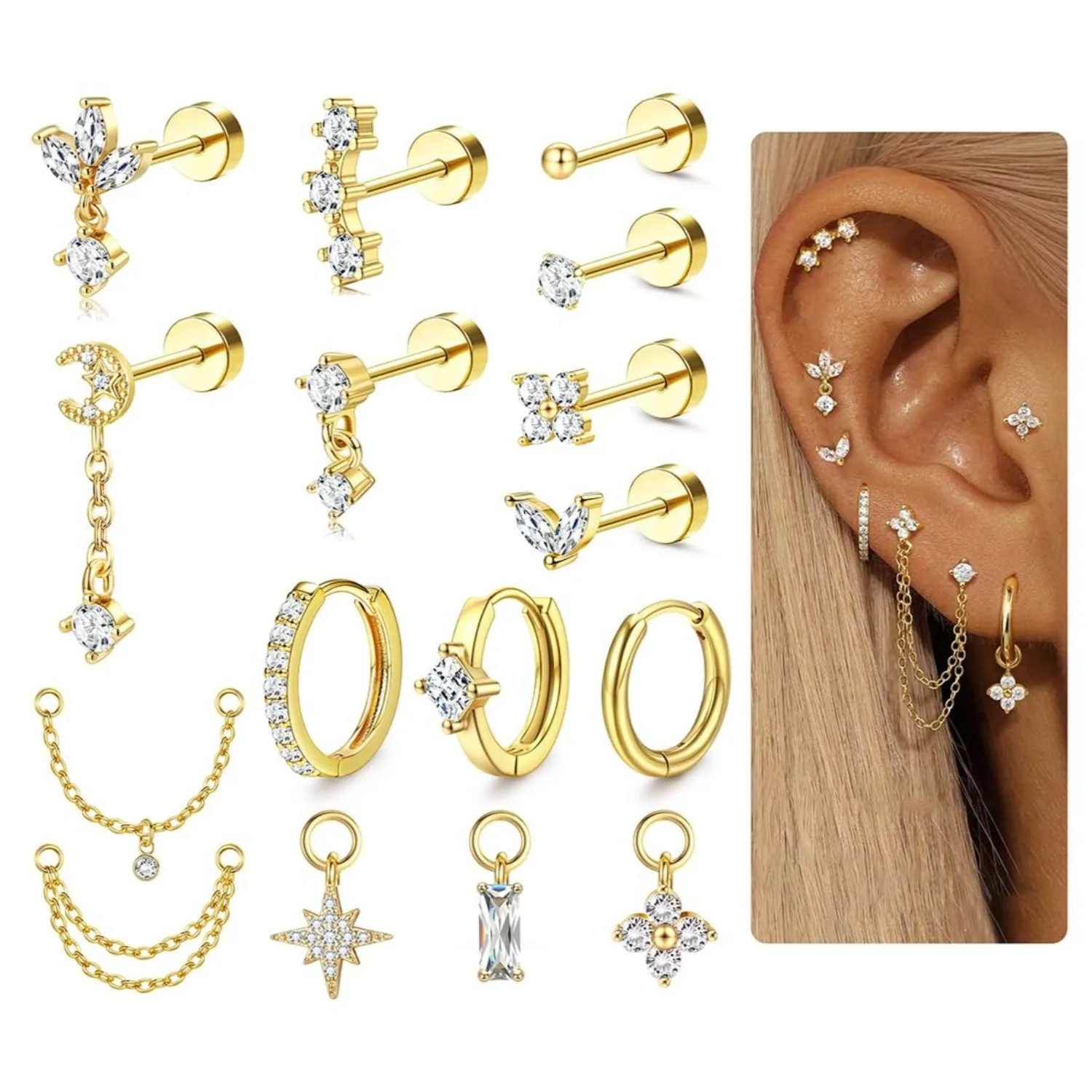 16 Gauge Cartilage Earrings fo - Body Jewelry Surgical Steel ulasan dan harga