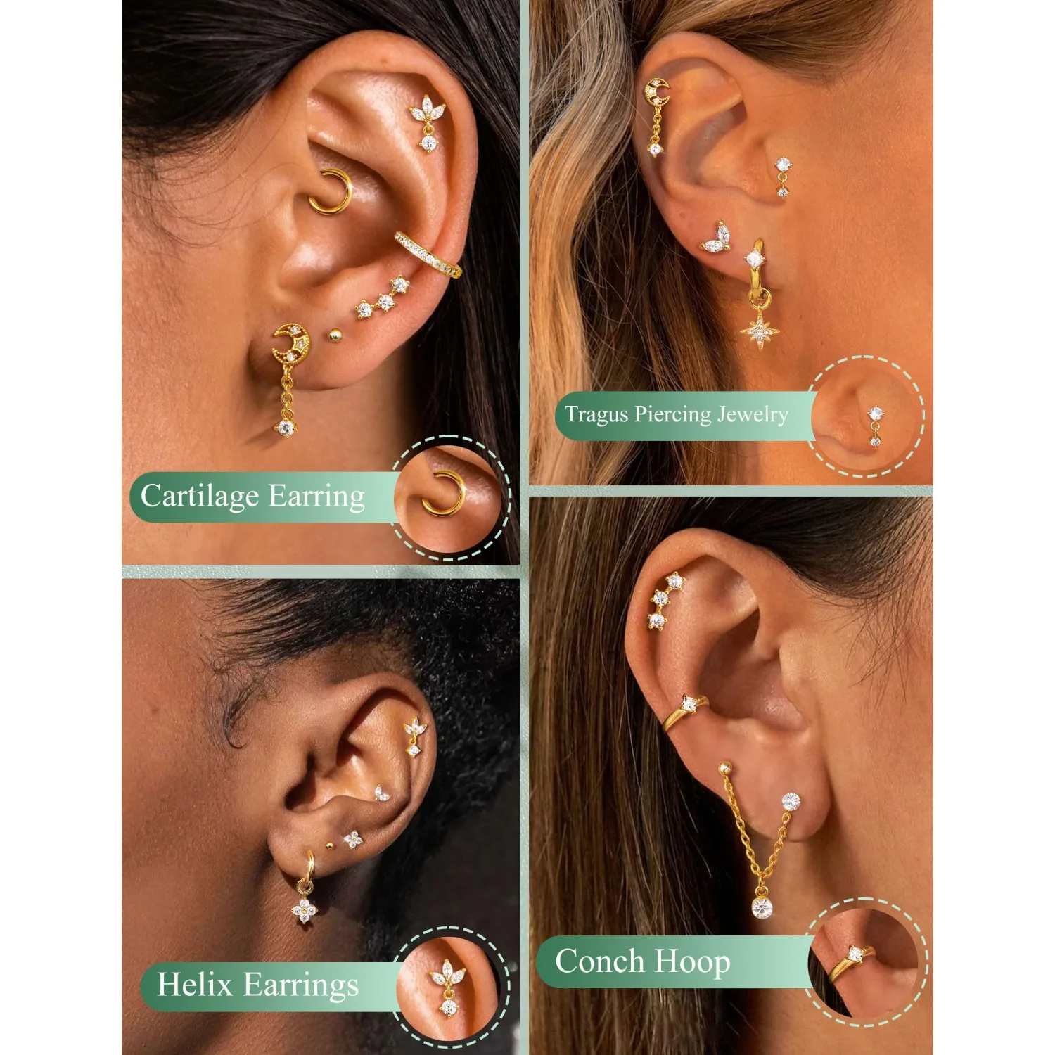 16 Gauge Cartilage Earrings fo - Body Jewelry Surgical Steel ulasan dan harga